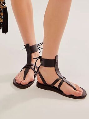 🌻NEW Free People Vacation Day Wrap Sandals Leather Strappy Lace Up Boho 39.5